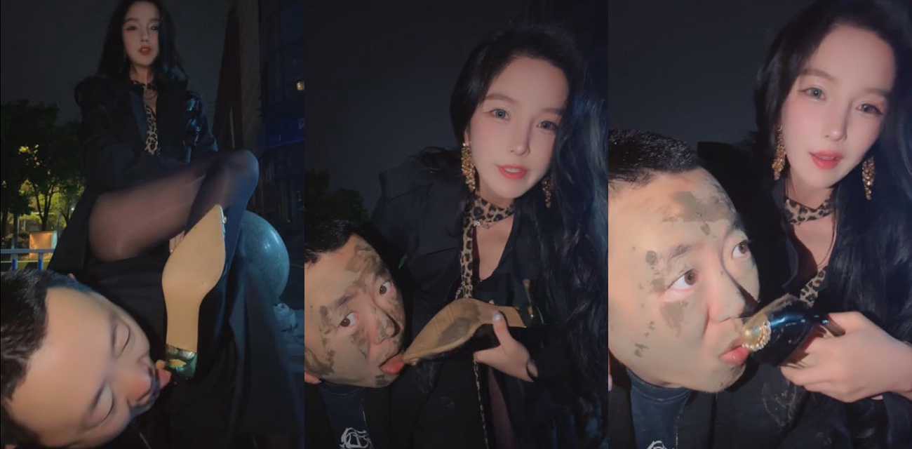 “看你妈逼看 没见过玩狗的吗” 美女深夜大马路上调教公狗 逮住路人就是一顿骂 再看给你也给调了！